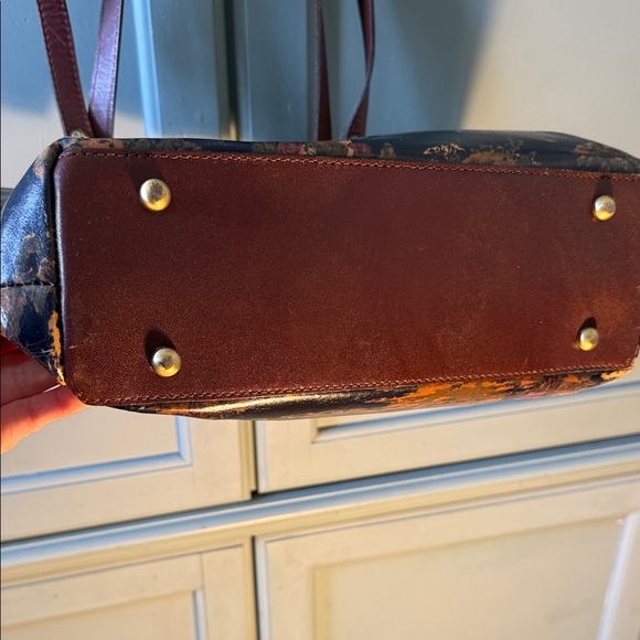 Patricia Nash Women's Navy Scenic Print Tote Bag with Brown Straps - Picture 4 of 6